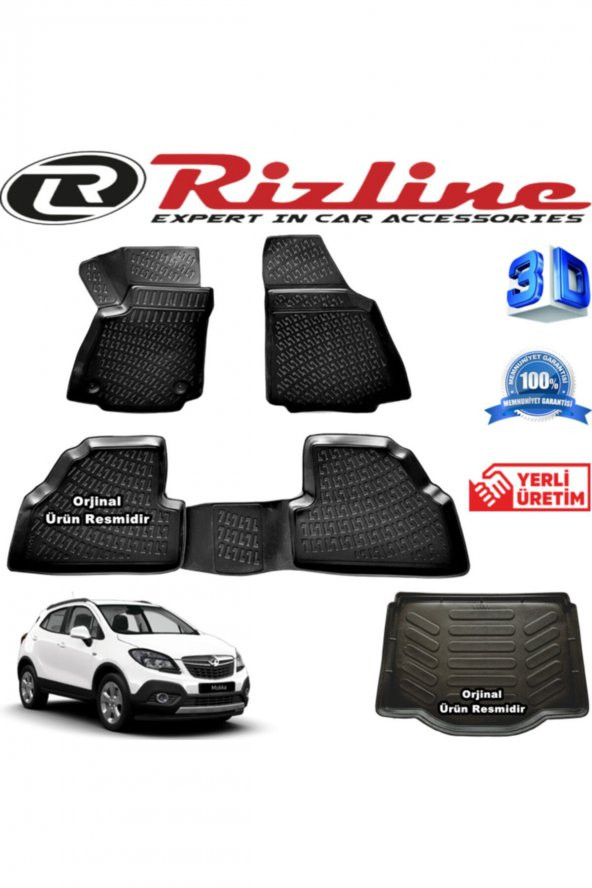 Rizline Opel Mokka 3d Paspas + 3d Bagaj Havuzu 2012-2020 Arası Siyah Set