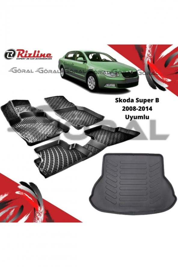 Rizline Skoda Super B 2008-2014 Uyumlu Paspas Ve Bagaj Havuzu Set