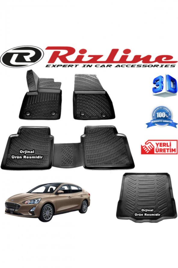 Rizline Ford Focus 5 3d Paspas+ 3d Bagaj Havuzu Sedan 2019 Sonrası Siyah Set