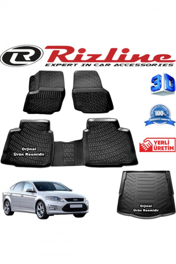 Rizline Ford Mondeo 3d Paspas + 3d Bagaj Havuzu 2007-2014 Arası Siyah Set