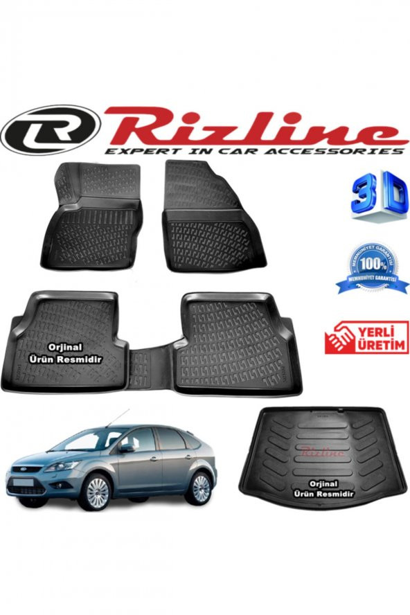 Rizline Ford Focus 2 3d Paspas + 3d Bagaj Havuzu Hb 2005-2011 Arası Siyah Set