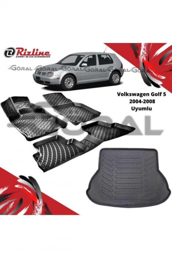 Rizline Volkswagen Golf 5 2004-2008 Uyumlu Paspas Ve Bagaj Havuzu Set