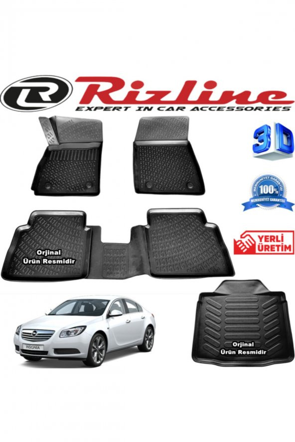 Rizline Opel Insignia 3d Paspas + 3d Bagaj Havuzu 2008-2016 Arası Siyah Set