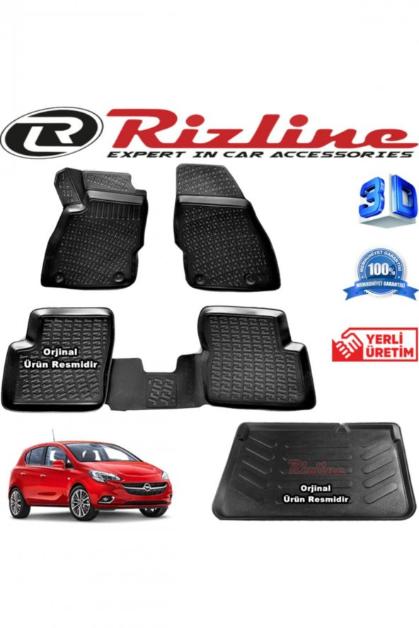 Rizline Opel Corsa E 3d Paspas + 3d Bagaj Havuzu Hb 2014 - 2020 Arası Siyah Set