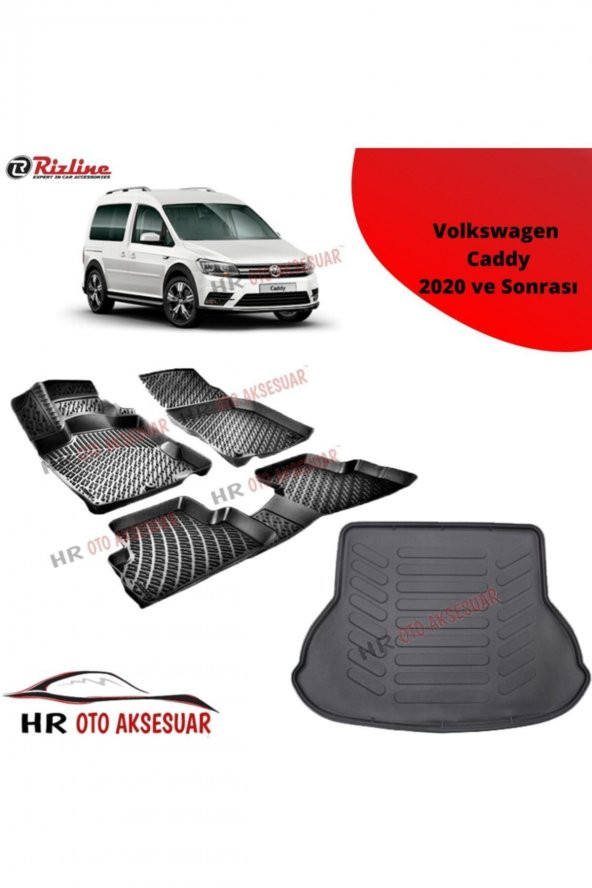 Rizline Hroto Volkswagen Caddy 2020 Sonrası 3d Havuzlu Paspas + Bagaj Havuzu