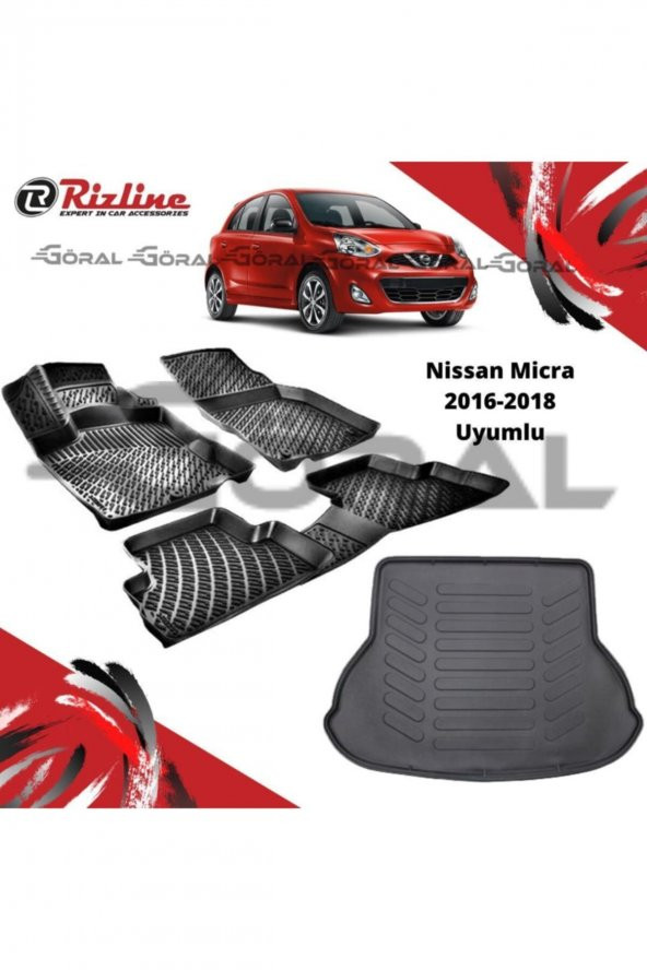 Rizline Nissan Micra 2016-2018 Uyumlu Paspas Ve Bagaj Havuzu Set