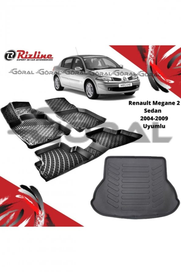 Rizline Renault Megane 2 Sedan 2004-2009 Uyumlu Paspas Ve Bagaj Havuzu Set
