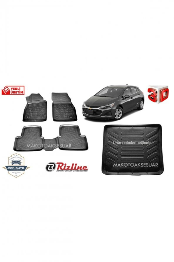 Rizline Chevrolet Cruze Hb 3d Paspas + Bagaj Havuzu Set 2015 Sonrası