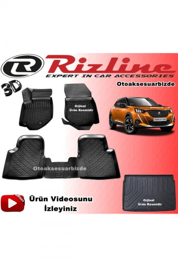 Rizline Peugeot 2008 3d Havuzlu Paspas+üst Bagaj Havuzu 2020 Sonrası