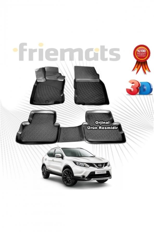 Friemats Nissan Qashqai 3d Havuzlu Paspas 2014-2018 Arası Siyah 4 Parça ürün görseli 1