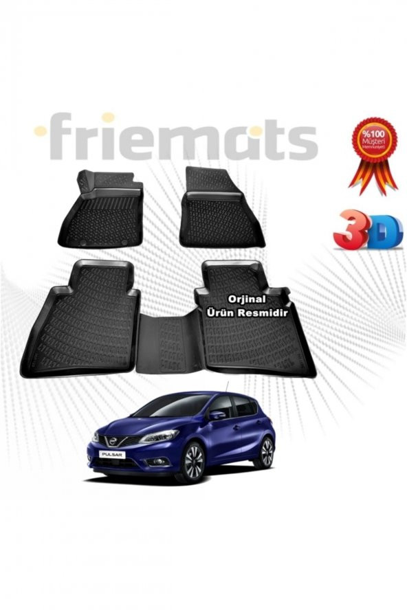 Friemats Nissan Pulsar 3d Havuzlu Paspas 2015-2020 Arası Siyah 4 Parça