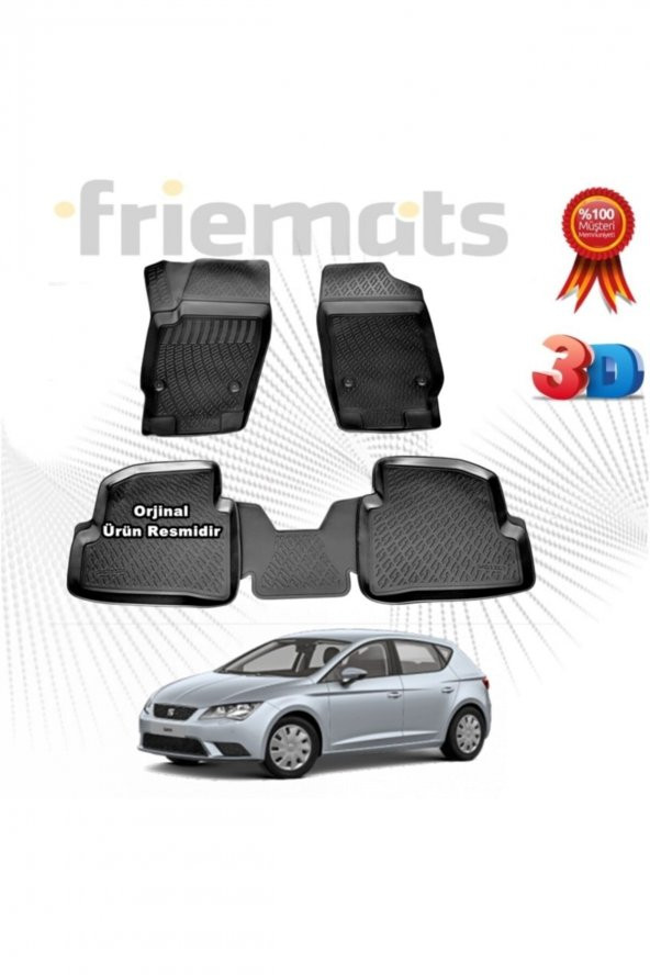 Friemats Seat Ibiza 3d Havuzlu Paspas 2009-2017 Arası Siyah 4 Parça ürün görseli 1