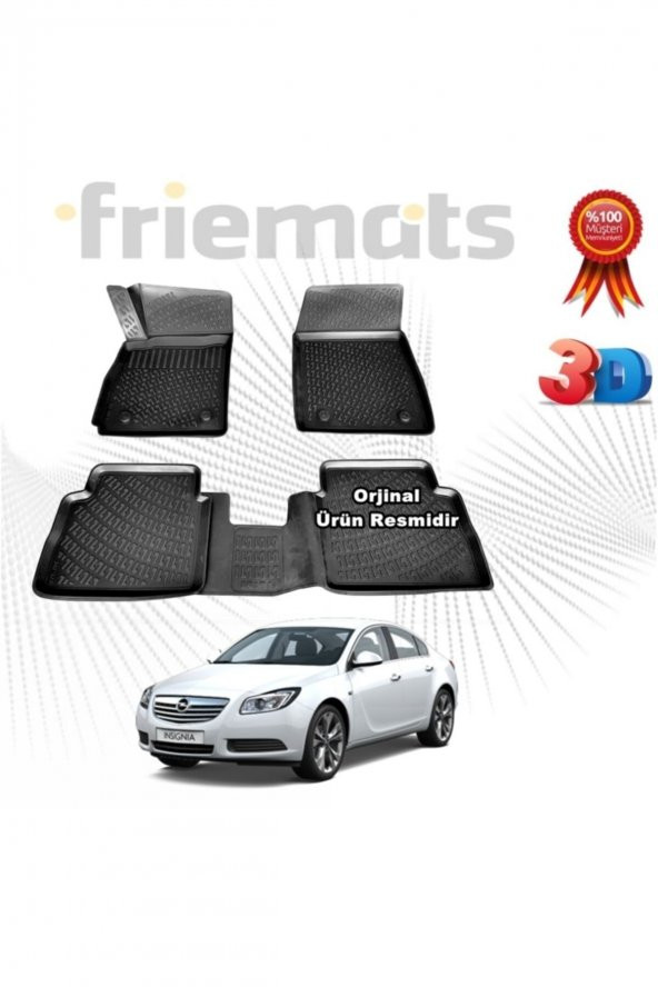 Friemats Opel Insignia 3d Havuzlu Paspas 2008-2016 Arası Siyah 4 Parça ürün görseli 1