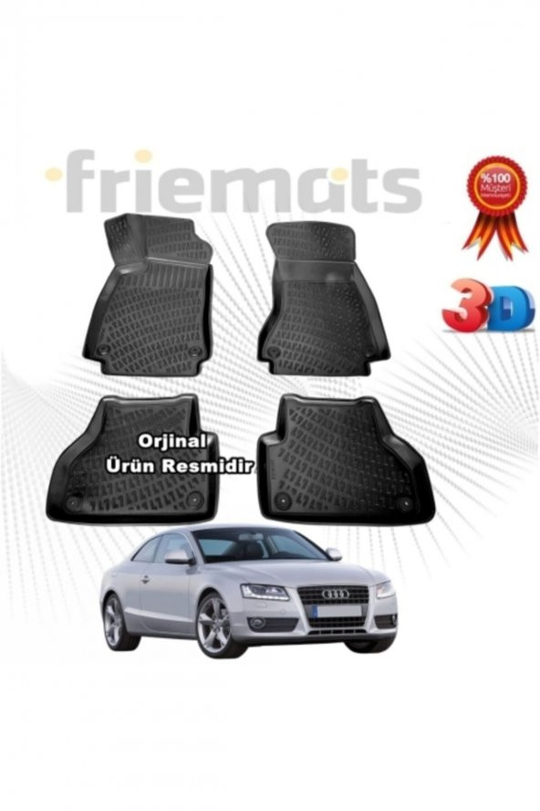 Point Audi A5 3d Havuzlu Paspas Sedan 2008 - 2015 Arası Siyah 4 Parça Set Friemats ürün görseli 1