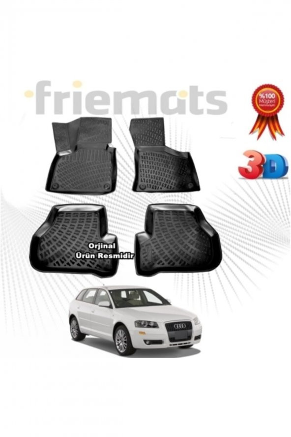 Point Audi A3 3d Havuzlu Paspas Hb 2003 - 2012 Arası Siyah 4 Parça Set Friemats Marka ürün görseli 1