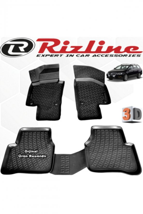 Rizline Vw Passat 3c Variant 3d Paspas Havuzlu B6 2005 - 2010 Arası Siyah 4 Parça Set