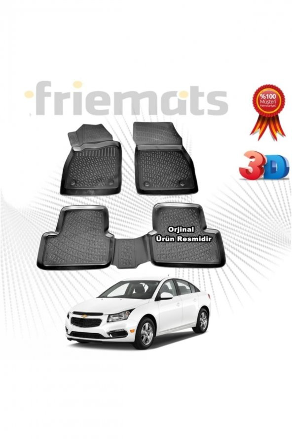 Friemats Chevrolet Cruze Sd 3d Havuzlu Paspas 2011 Sonrası Siyah 4 Parça