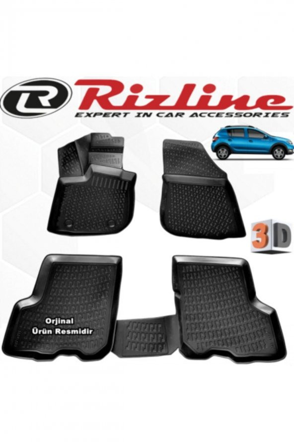 Rizline Dacia Sandero Stepway 3d Paspas Havuzlu 2012 - 2020 Arası Siyah 4 Parça Set