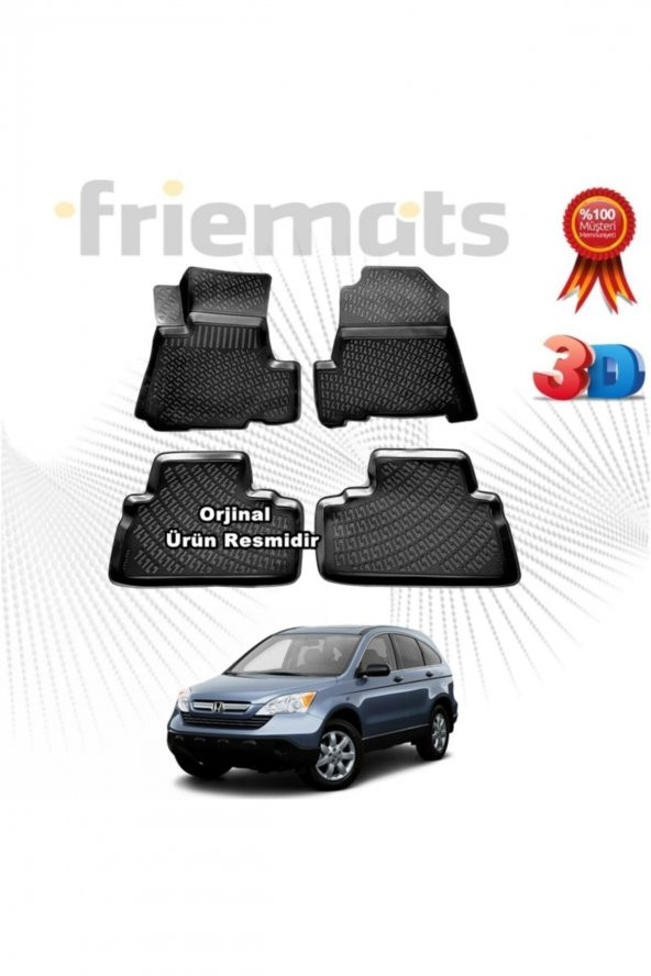 Friemats Honda Crv 3d Havuzlu Paspas 2007-2012 Arası Siyah 4 Parça