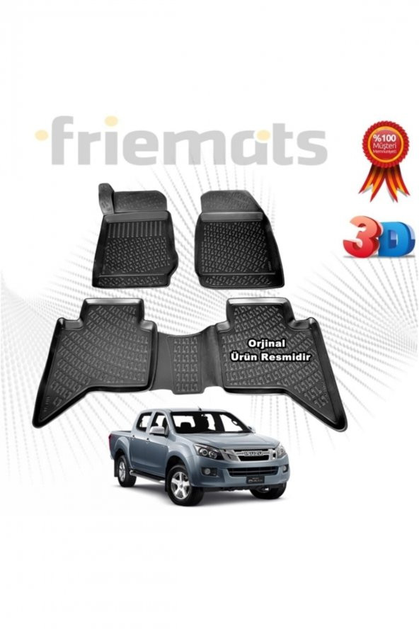 Friemats Isuzu D-max 3d Havuzlu Paspas 2013-2020 Arası Siyah 4 Parça