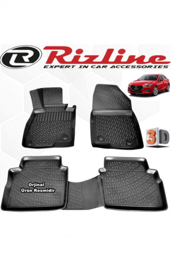 Rizline Mazda 3 3d Paspas Havuzlu Sedan 2017 Sonrası Son Kasa 4 Parça Siyah Set ürün görseli 1