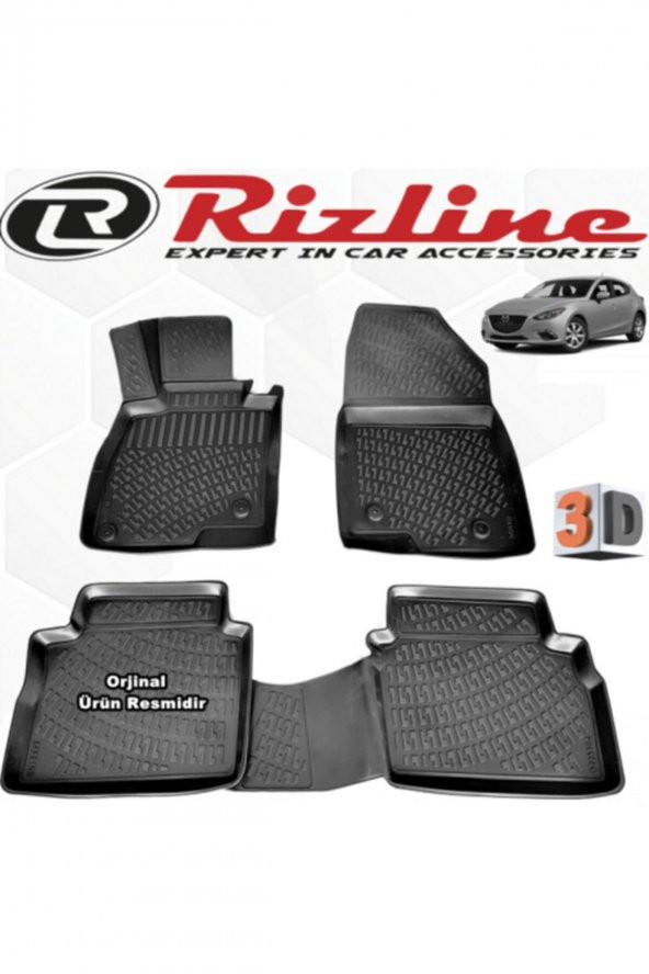 Rizline Mazda 3 3d Paspas Havuzlu Hb 2013-2017 Arası 4 Prç. Siyah Set
