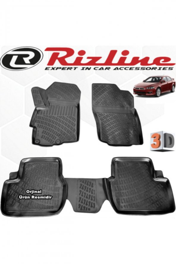 Rizline Mitsubishi Lancer 3d Paspas Havuzlu Sedan 2008 - 2015 Arası 4 Parça Siyah Set