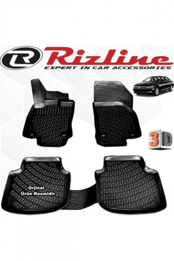 Rizline Vw Passat B8 3d Paspas Havuzlu Sedan 2015 - 2020 Arası Siyah 4 Lü Set