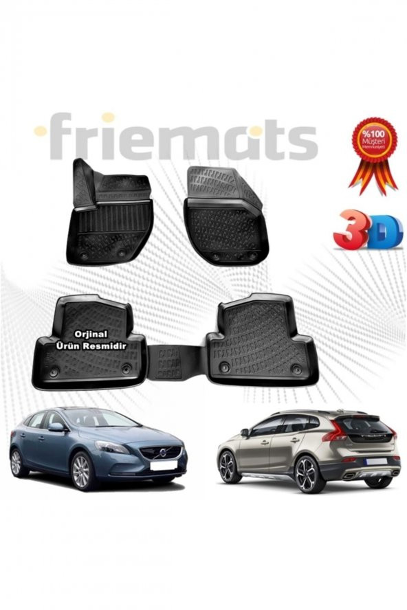 Friemats Volvo V40 3d Havuzlu Paspas Siyah 2012 Sonrası 4 Parça Set -