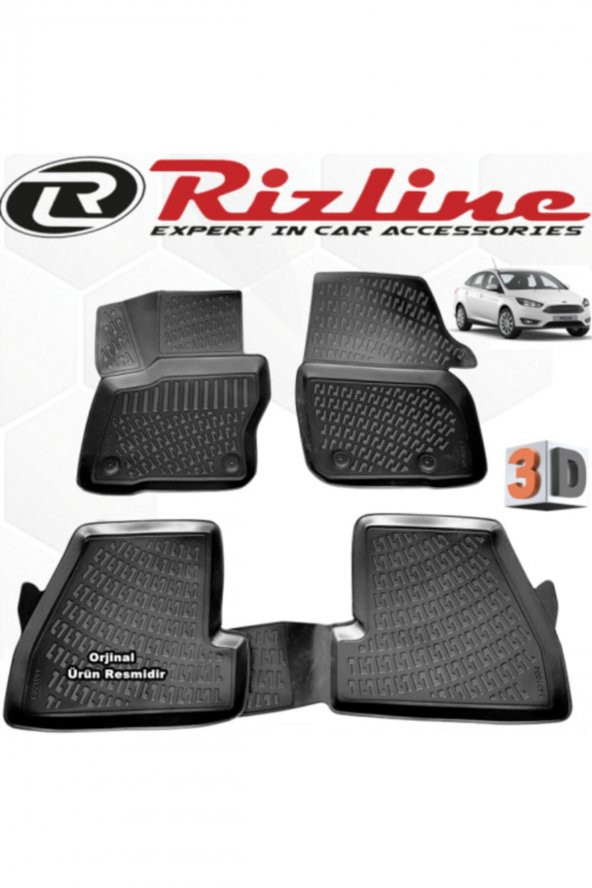 Rizline Ford Focus 4 3d Paspas Havuzlu Sedan 2015 - 2018 Arası Siyah 4 Parça Set