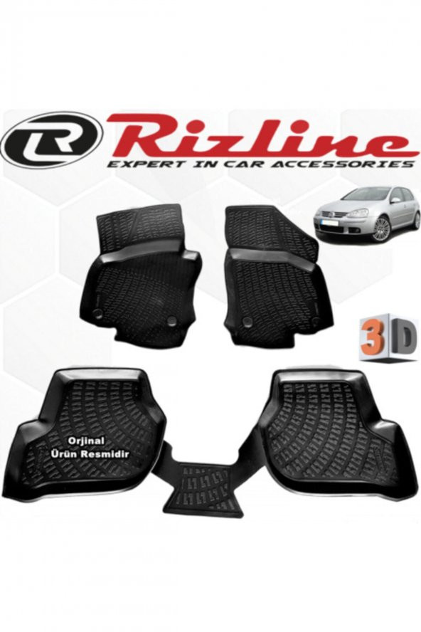 Rizline Vw Golf 5 3d Paspas Havuzlu Hb 2004 - 2009 Arası Siyah 4 Parça Set ürün görseli 1
