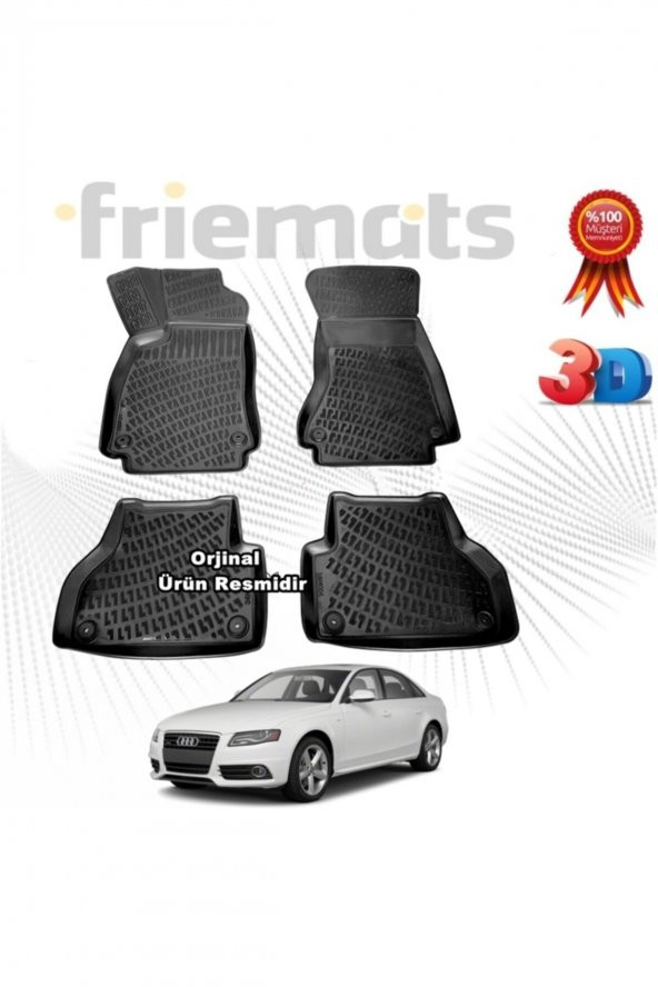Friemats Audi A4 3d Havuzlu Paspas Sedan 2008 - 2015 Arası Siyah 4 Parça Marka ürün görseli 1