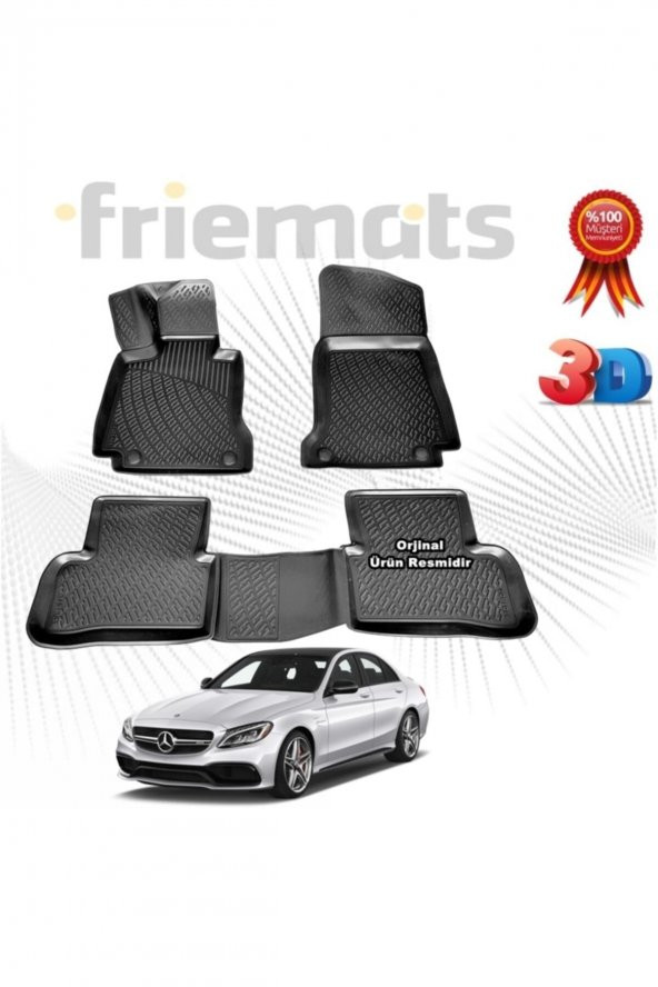 Friemats Mercedes W205 C Serisi 3d Havuzlu Paspas 2015-2020 Arası Siyah 4 Parça Set - - 1