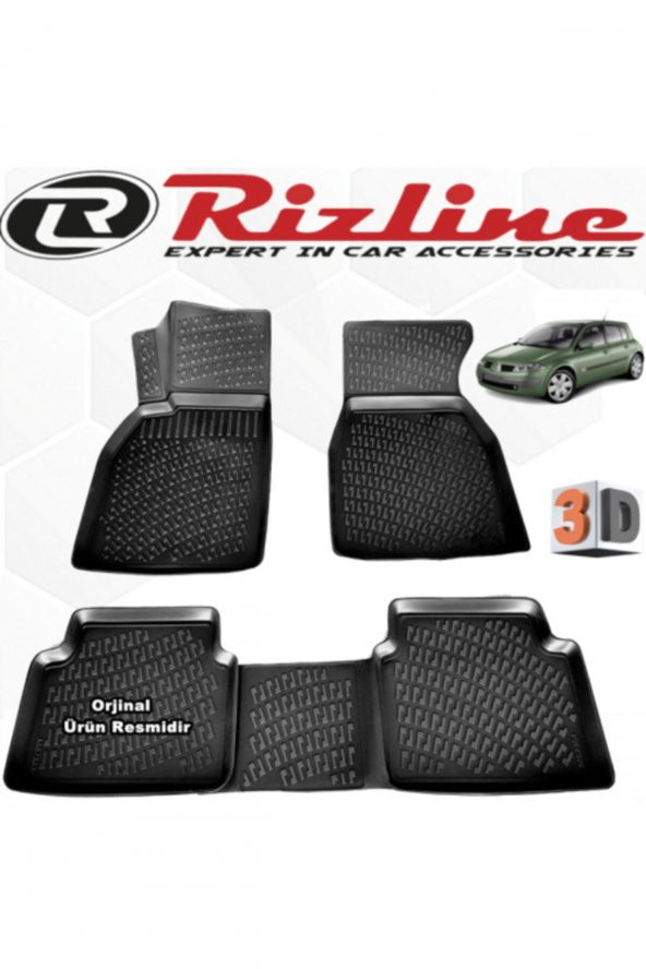 Rizline Renault Megane 2 3d Paspas Havuzlu Hb 2004 - 2010 Arası Siyah 4 Parça Set