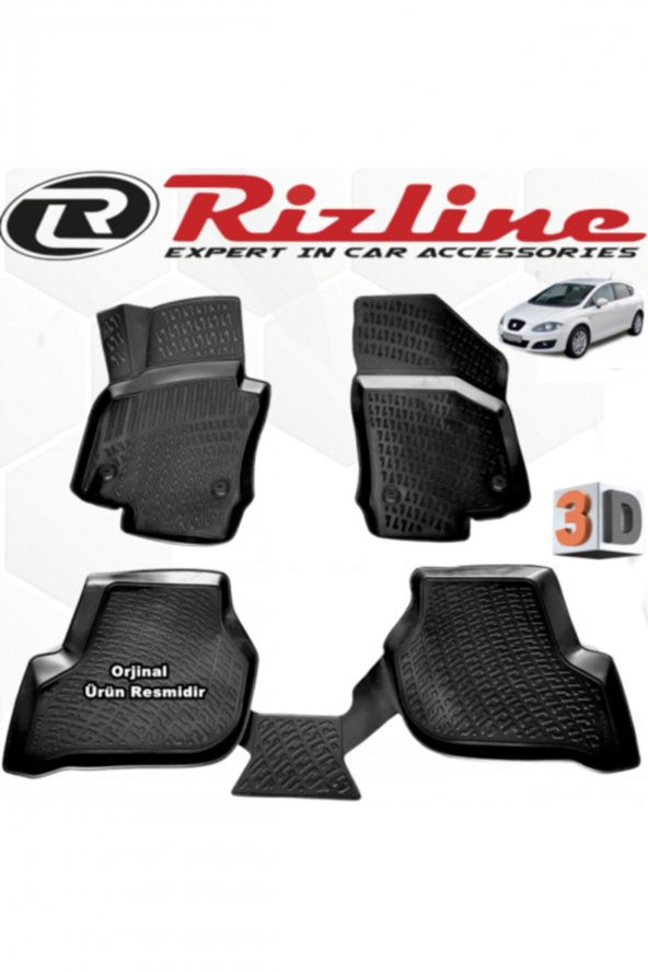 Rizline Seat Leon 3d Paspas Havuzlu Hb 2006-2012 Arası Siyah 4 Parça Set ürün görseli 1