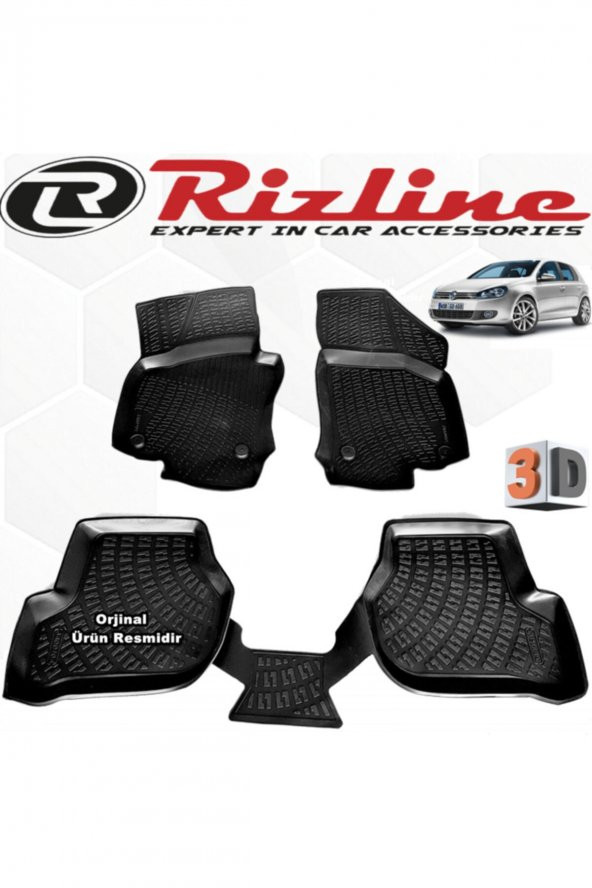 Rizline Vw Golf 6 3d Paspas Havuzlu Hb 2009 - 2013 Arası Siyah 4 Parça Set