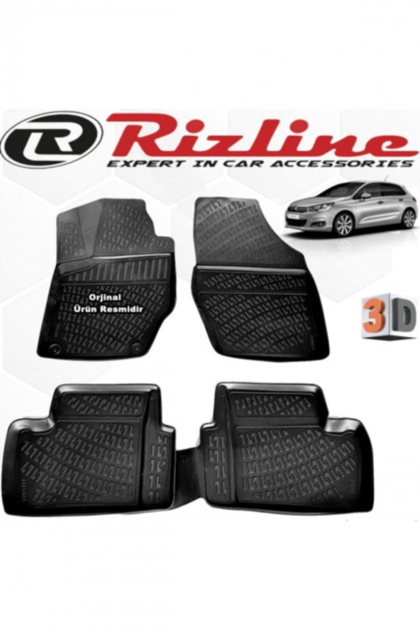 Rizline Citroen C4 3d Paspas Havuzlu Hb 2011 - 2017 Arası 4 Parça Siyah Set
