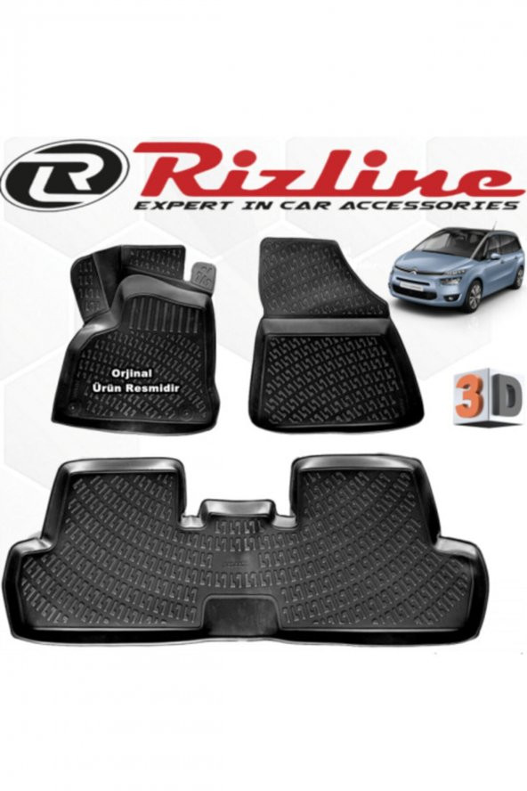 Rizline Citroen C4 Picasso 3d Paspas Havuzlu 2013 - 2020 Arası Siyah 4 Parça Set