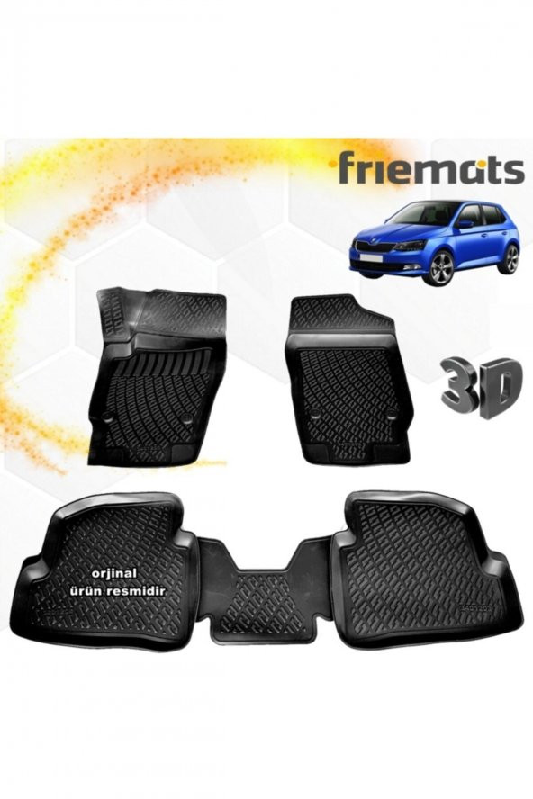 Friemats Skoda Fabia 3d Paspas Havuzlu Siyah Hb 2014-2020 Arası 4 Prç
