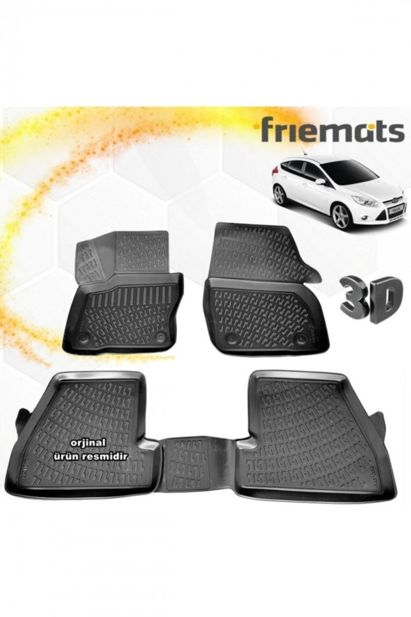 Friemats Ford Focus 3 3d Paspas Havuzlu Siyah Hb 2011-2015 Arası 4 Prç