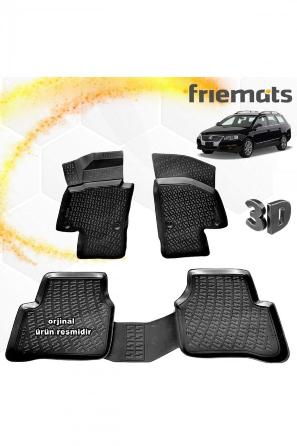 Friemats Vw Passat 3c B6 3d Paspas Havuzlu Siyah Stw 2005-2010 Arası 4 Prç