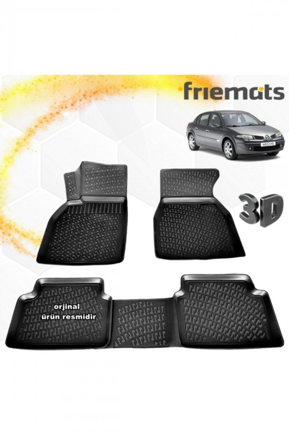 Friemats Renault Megane 2 3d Paspas Havuzlu Siyah Sd 2004-2010 Arası 4 Prç
