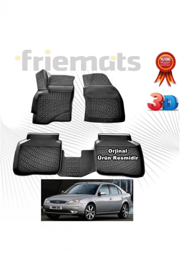 Friemats Ford Mondeo 3d Havuzlu Paspas 2001-2007 Arası Siyah 4 Parça Set -