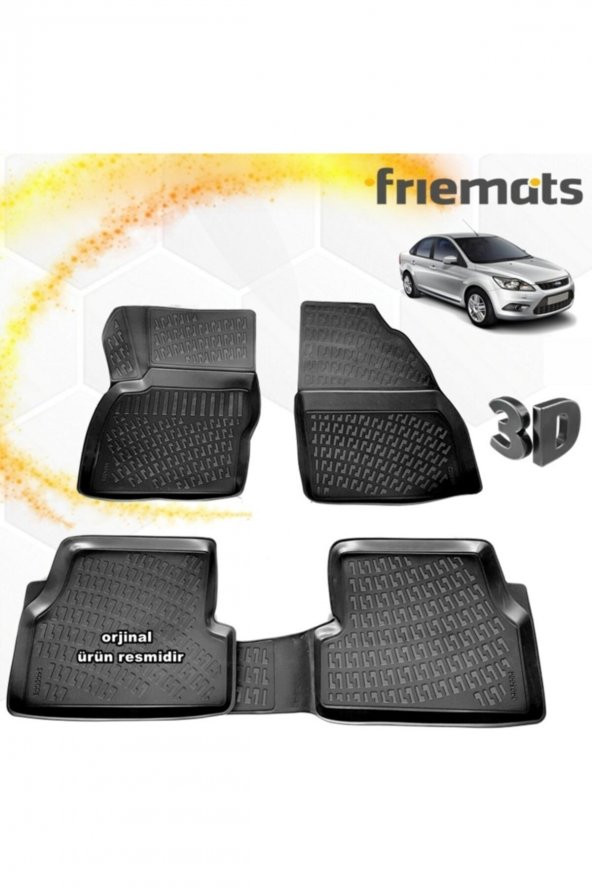 Friemats Ford Focus 2 3d Paspas Havuzlu Siyah Sedan 2005-2011 Arası 4 Prç