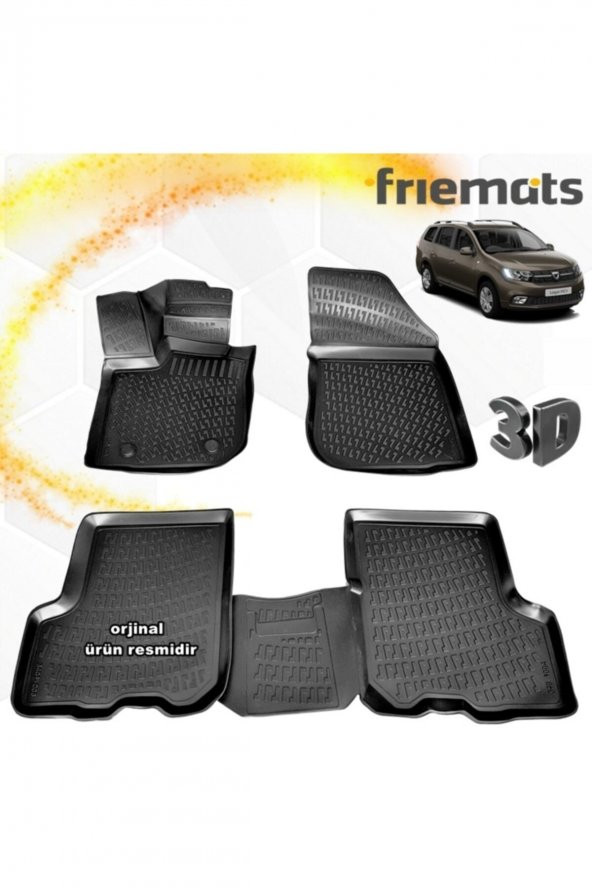 Friemats Dacia Logan Mcv 3d Paspas Havuzlu Siyah 2013-2020 Arası 4 Prç