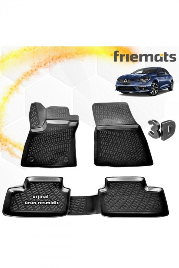 Friemats Renault Megane 4 3d Paspas Havuzlu Siyah Hb 2016-2020 Arası 4 Prç