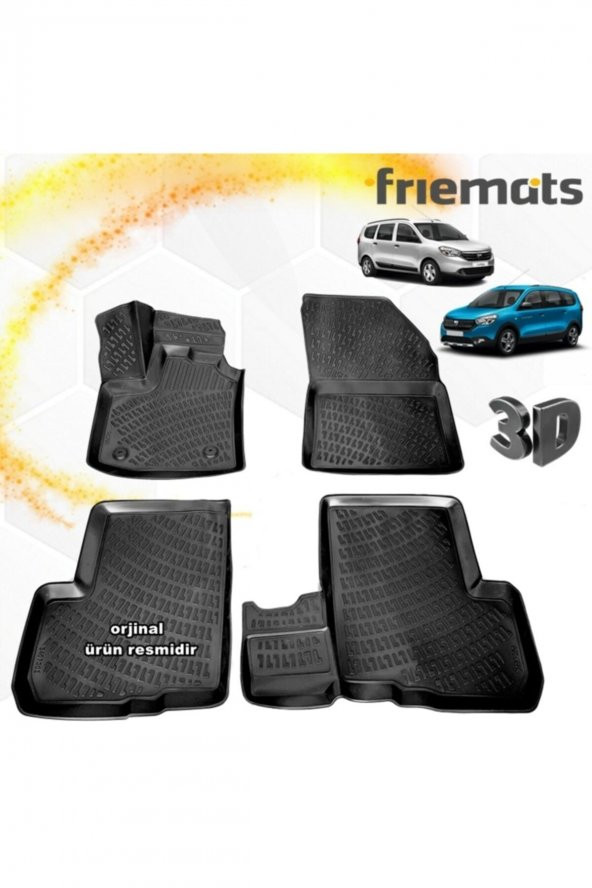 Friemats Dacia Lodgy 3d Paspas Havuzlu Siyah 2013-2020 Arası 4 Prç
