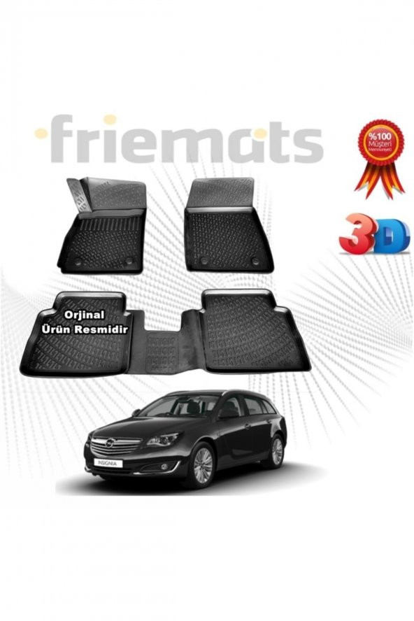 Friemats Opel Insignia Stw 3d Havuzlu Paspas 2008-2016 Arası Siyah 4 Parça Set -