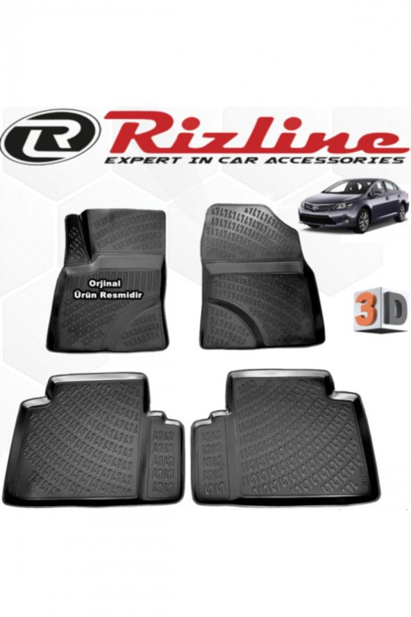 Rizline Toyota Avensis 3d Paspas Havuzlu Sedan 2009 - 2016 Arası Siyah 4 Parça Set