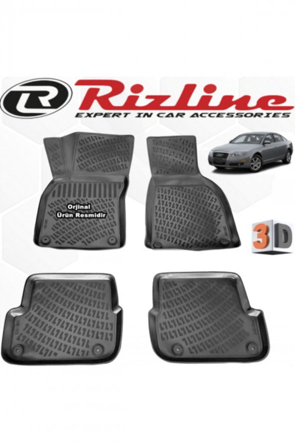 Rizline Audi A6 3d Paspas Havuzlu 2004 - 2011 Arası Siyah 4 Parça Set